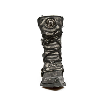 New Rock Men's Grey Dallas Leather Boots- M.7993-S3