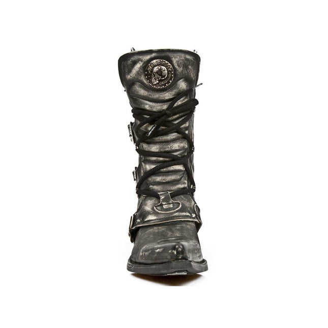 New Rock Men's Grey Dallas Leather Boots- M.7993-S3