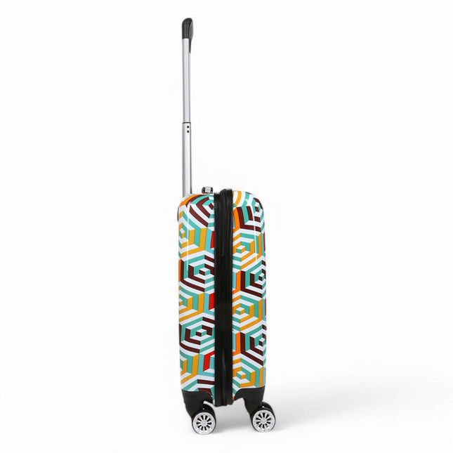 Strong Expandable Hard Shell Dual 4 Wheel Suitcase Set Print Luggage Cabin Travel Bag