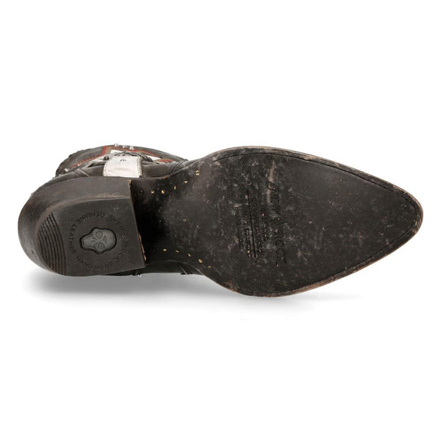 New Rock Grey Leather Pointed Cowboy Boots - WSTM004-S2