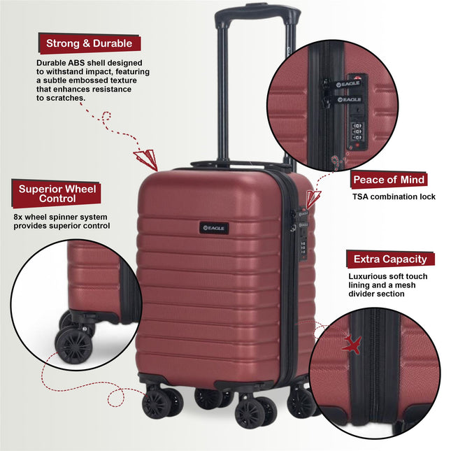 ABS Hardshell Underseat Cabin Suitcase 45 x 25 x 20 cm Luggage Suitable for Rynair