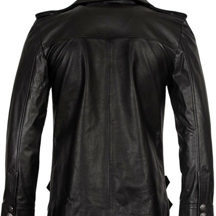 Mens Cowhide Leather Peacoat-Leiden