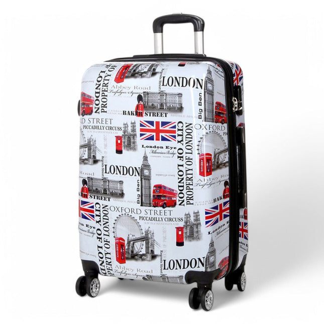 Strong Expandable Hard Shell 8 Wheel Suitcase Set Print Luggage Cabin Travel Bag