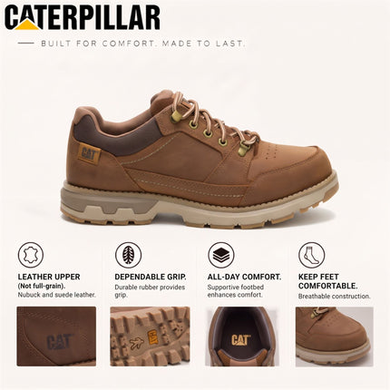 Caterpillar (CAT) Men's Bronze Brown Leather Water-Resistant Hiking Shoes - Pursue Hiker Lo