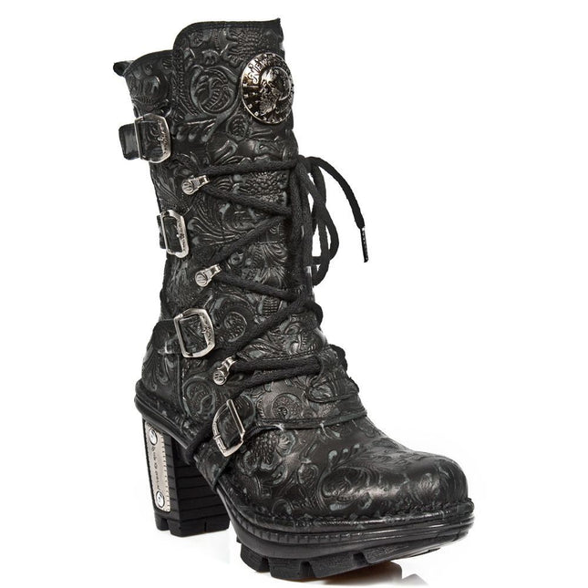 New Rock Ladies Floral Gothic Leather Boots- Neotr005-S25