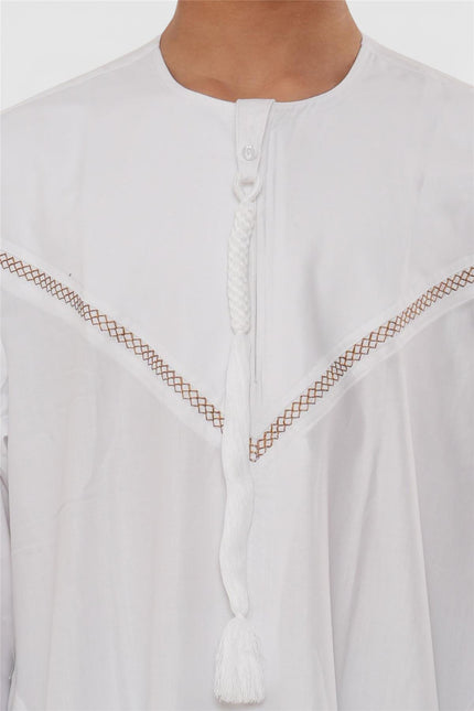 Kids Boys Eid White Moroccan Thobe Robe Djellaba Ramadan Eid Jubba- K-HM10