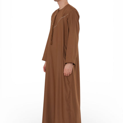 Men's Eid Camel Brown Moroccan Thobe Robe Djellaba Ramadan Eid Jubba- HM10