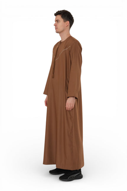 Men's Eid Camel Brown Moroccan Thobe Robe Djellaba Ramadan Eid Jubba- HM10