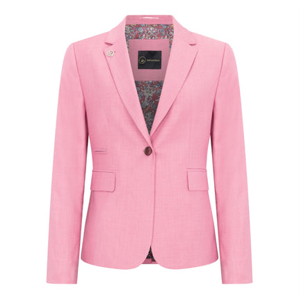 Women's 3 Piece Tailored Fit Plain Pink Formal Office Suit
