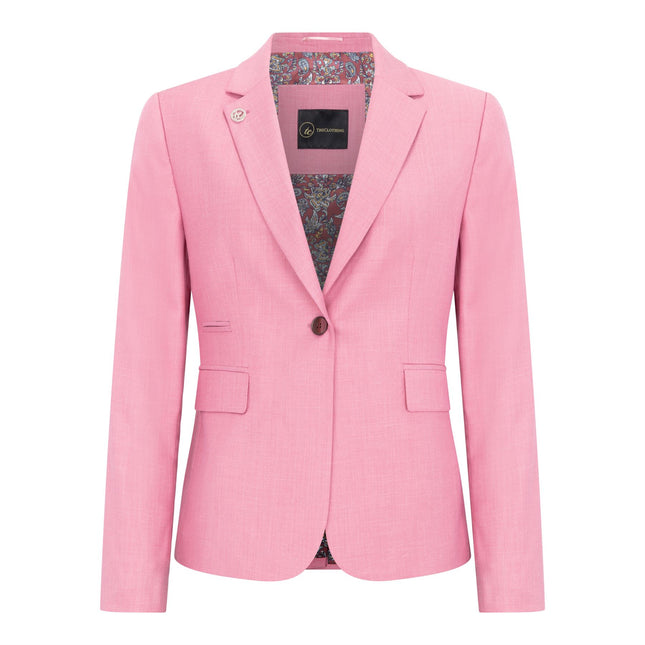 Women's 3 Piece Tailored Fit Plain Pink Formal Office Suit