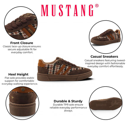 Mustang Women's Brown Tweed Sneakers Trainer Shoes - M0212020