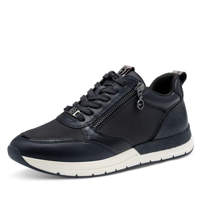Tamaris Womens Navy Blue Fashion Lace-Up Zipped Sneakers Trainers