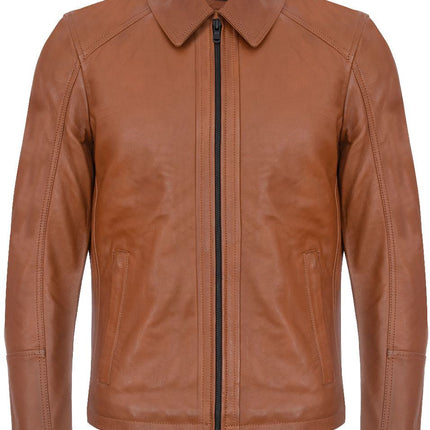 Mens Smart Classic Harrington Leather Jacket-New York