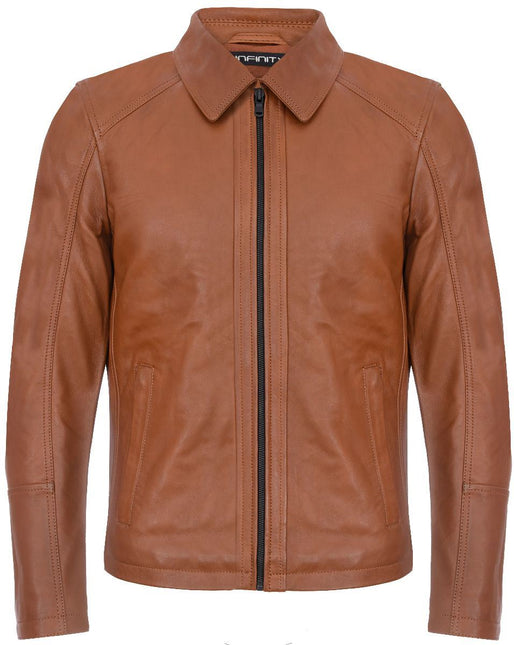 Mens Smart Classic Harrington Leather Jacket-New York
