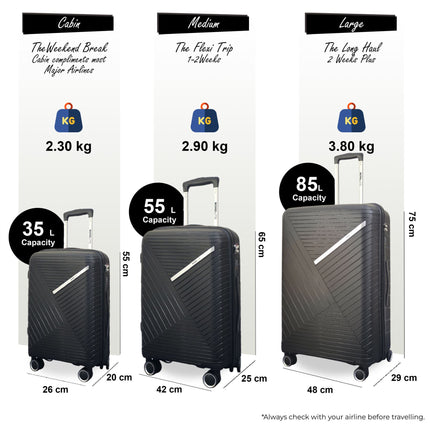 Robust PP Hard Shell 8 Wheels Luggage Travel Holiday Cabin Suitcase Set