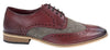 Mens Classic Oxford Tweed Brogue Derby Shoes In Burgundy Leather