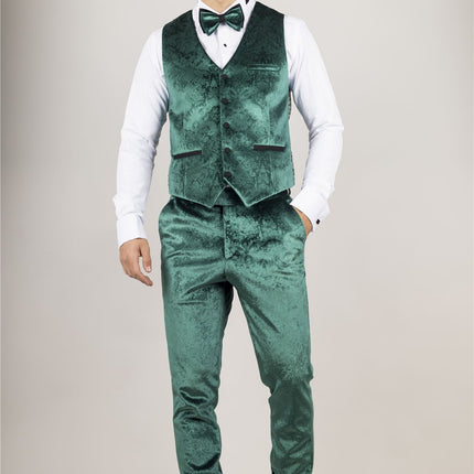 Men's Green 3 Piece Velvet Wedding Tuxedo Formal Suit