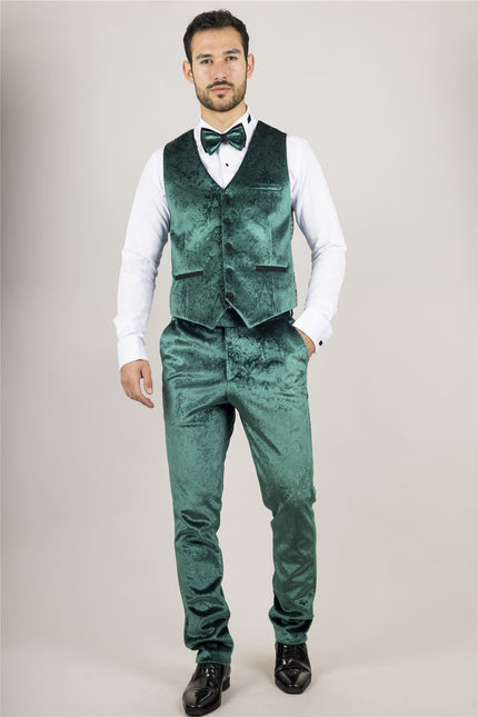 Men's Green 3 Piece Velvet Wedding Tuxedo Formal Suit