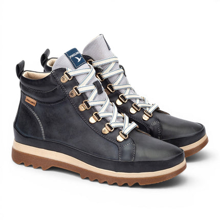 Pikolinos Women's Blue Leather Trainers Sneaker Winter Lace-up Boots - Vigo