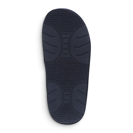 Women's Genuine Sheepskin Navy Blue Suede Mule Winter Slippers - Luna