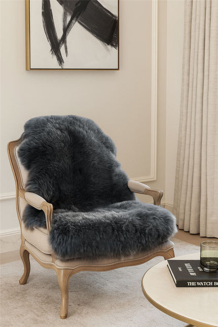 Genuine Charcoal Grey Sheepskin Natural Silky Soft Fluffy Real Wool Rug