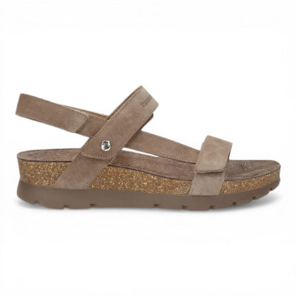 Panama Jack Women's Wedge Stone Grey Suede Leather Sandals - Selma B18