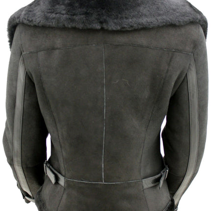 Womens Merino Sheepskin Aviator Leather Jacket-Asmara