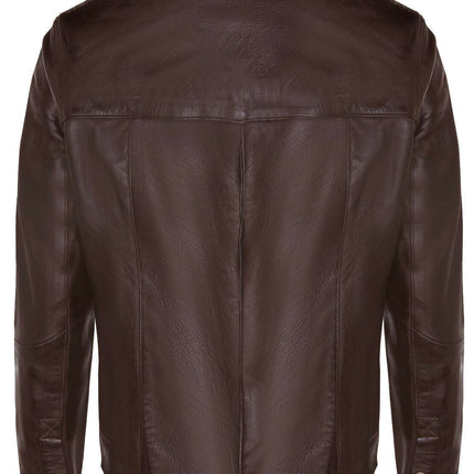 Mens Retro Leather Shirt Jeans Jacket-Beijing