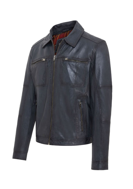 Men's Vintage Classic Short Soft Leather Biker Jacket