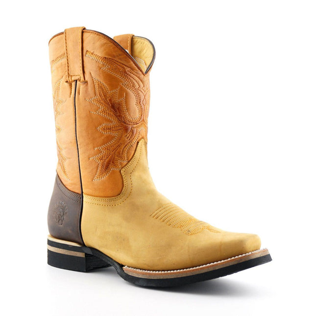 Grinders Tan Mid-Calf Cowboy Leather Boots - El Paso