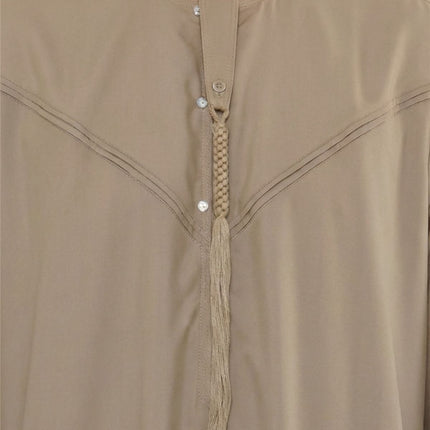 Men's Eid Beige Moroccan Jubba Robe Djellaba Ramadan Eid Thobe - HM11