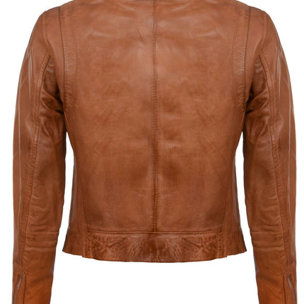 Womens Leather Biker Jacket-Zanzibar