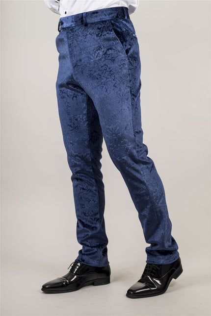Men's Blue 3 Piece Velvet Wedding Tuxedo Formal Suit