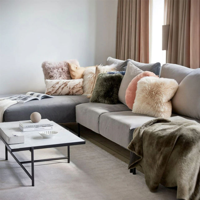 Genuine Sheepskin Taupe  40x40cm Real Wool Single Sided Cushion