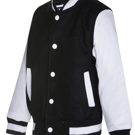 Kids Varsity Bomber Jacket with Real Leather Sleeves
