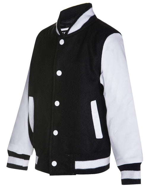 Kids Varsity Bomber Jacket with Real Leather Sleeves
