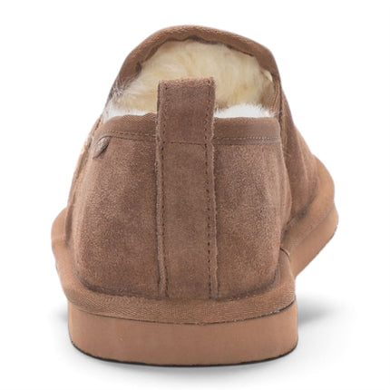 Men's Chestnut Tan Genuine Sheepskin Suede Slipper Winter Moccasins - Cedar