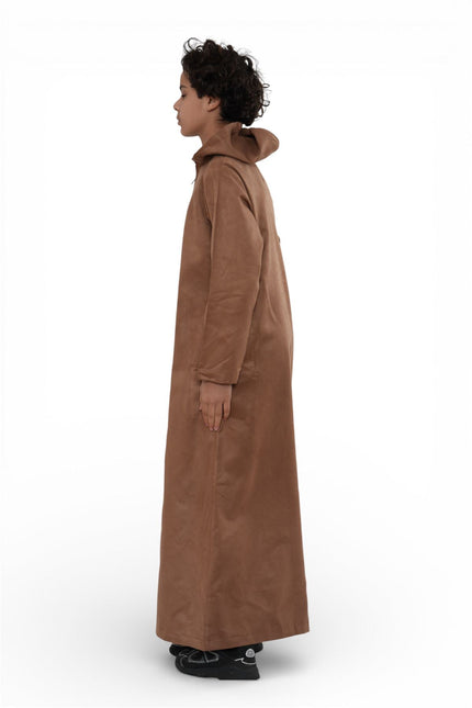 Kids Boys Hooded Eid Camel Brown Moroccan Jubba Robe Ramadan Eid Thobe - K-HM12