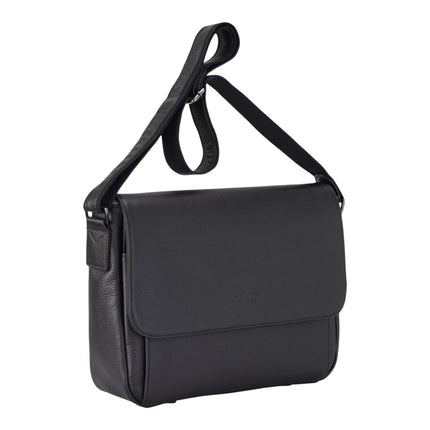 Genuine Leather Black Laptop Bag Travel Work Messenger Satchel - Camden