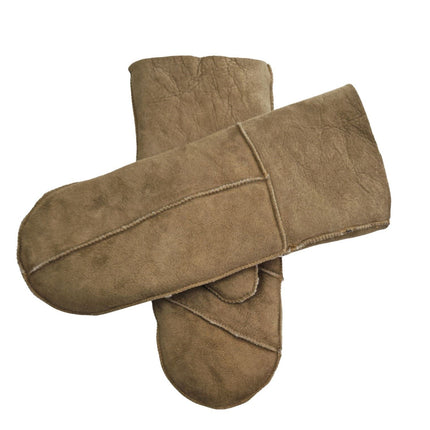Infinity Leather Womens Tan Genuine Real Sheepskin Suede Mittens Warm Gloves