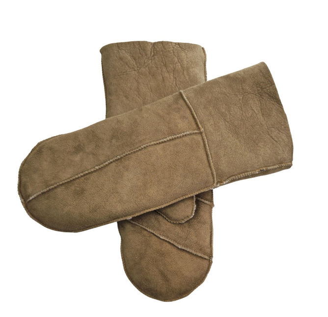 Infinity Leather Womens Tan Genuine Real Sheepskin Suede Mittens Warm Gloves