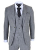 Men's 3-Piece Grey Classic Check Suit Slim Fit Plain Formal Party Suit