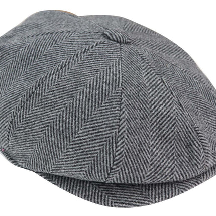 Mens Peaky Blinders Tweed Gatsby Flat Baker Hat With Razor Blade