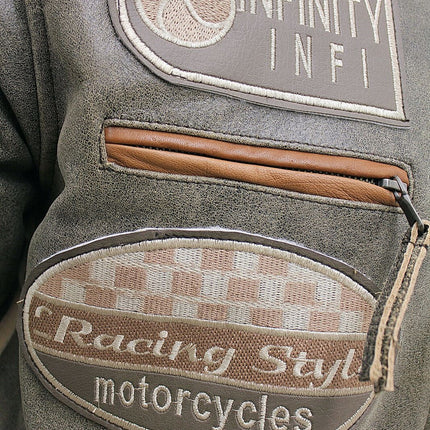 Mens Racing Leather Biker Jacket-Portland
