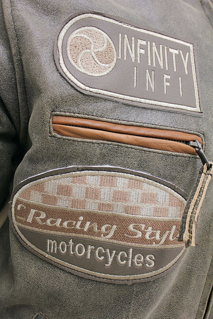 Mens Racing Leather Biker Jacket-Portland