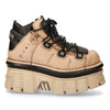 New Rock M-106-S40 Beige Leather Gothic Ankle Platform Boots