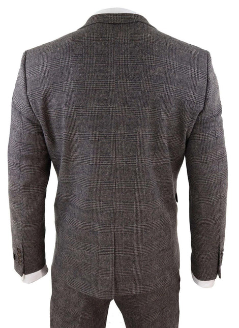 Men's 3 Piece Brown Herringbone Tweed Suit