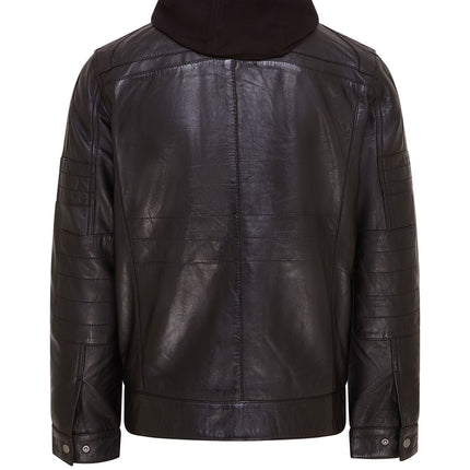 Mens Air Force Hooded Bomber Aviator Real Leather Flight Bomber Jacket