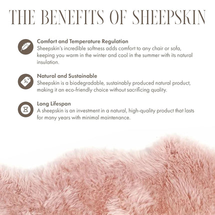 Genuine Rosa Pink Sheepskin Natural Silky Soft Fluffy Real Wool Rug