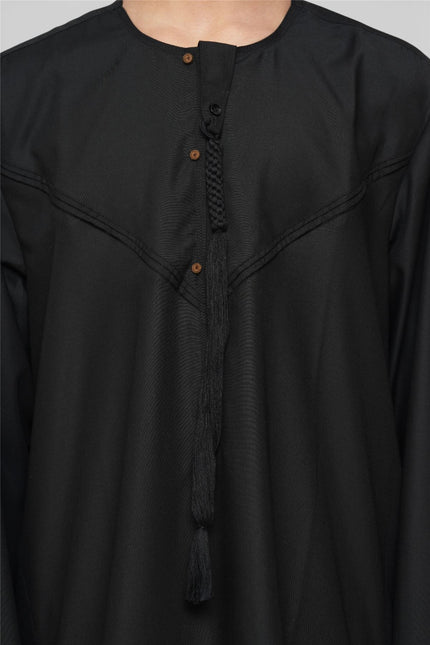 Kids Boys Eid Black Moroccan Jubba Robe Djellaba Ramadan Eid Thobe - K-HM11